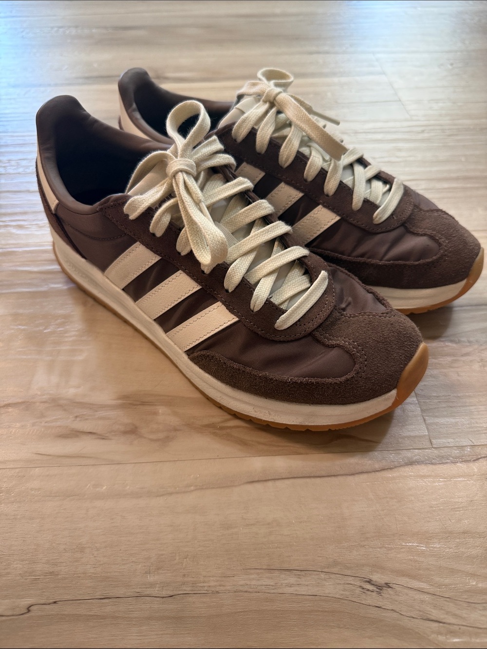 Women’s Brown Retro Runner Sneakers with White Stripes